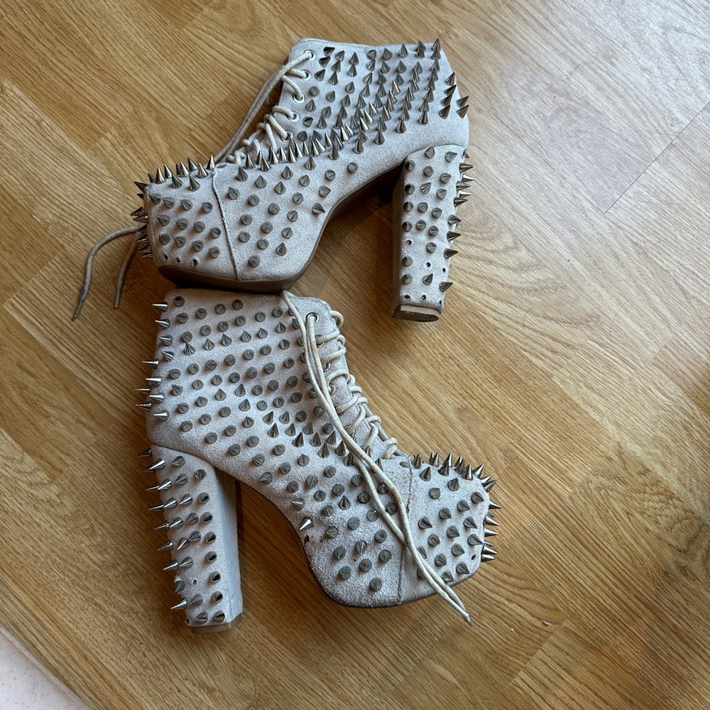 Jeffrey Campbell Spiked Gray Platform Heels
